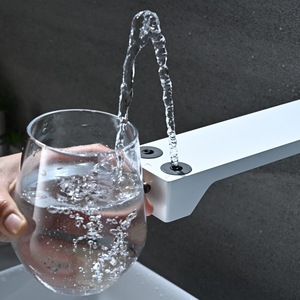 Robinet de lavabo crème encastré mural <span class=keywords><strong>avec</strong></span> affichage numérique, <span class=keywords><strong>deux</strong></span> trous, 1 poignée, pour salle de bain - Product Image 4