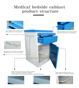 Tủ lưu trữ đầu giường đa chức năng với ngăn kéo cho giường bệnh viện, Tủ đầu giường ABS có thể điều chỉnh - Product Image 3