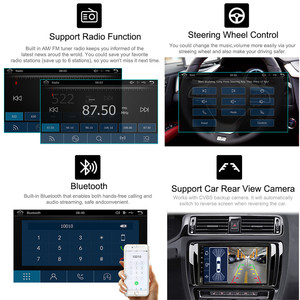 Autoradio 7 pouces avec navigation GPS, <span class=keywords><strong>CarPlay</strong></span> sans fil, 2 DIN Android, radio FM AM RDS, écran tactile avec prise en charge de la caméra arrière et du commande au volant - Product Image 3