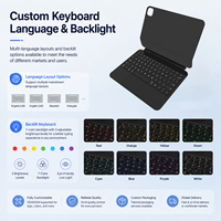 Keyboard Ajaib Baru untuk iPad Pro 12.9 Inch Generasi ke-4, ke-5, ke-6, Casing Keyboard Nirkabel dengan Lampu Latar dan Touchpad, Dudukan Magnetik Mengambang