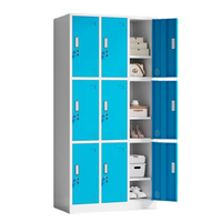 Casier métallique économique à 9 portes bleu pour bureau, école, salle de sport, armoire de rangement en acier imperméable