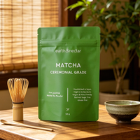 Sacs d'emballage personnalisés en film polyester de qualité alimentaire, à fermeture éclair, résistants à l'humidité, pour poudre de matcha et de chocolat, impression par gravure