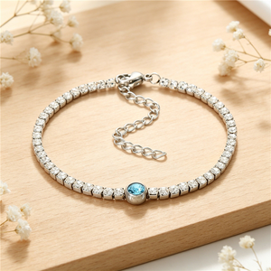 Bracelet tennis tendance incrusté de zircons étincelants, en acier titane résistant au ternissement, avec chaîne d'extension réglable pour femme - Product Image 2