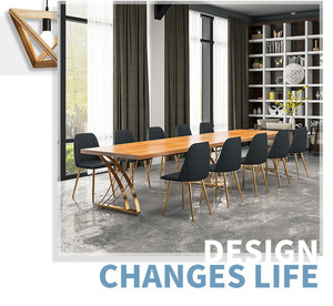 Bureau créatif nordique <span class=keywords><strong>en</strong></span> <span class=keywords><strong>bois</strong></span> massif, établi simple et grand personnel, table et chaise de négociation à longue barre pour employés - Product Image 6