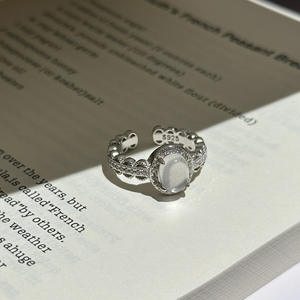 S925 Pure Silver Water Foam Jade Inlay Ring Vintage Niche Design Simple <b>Light</b> Fitting <b>Finger</b> Jewelry - Product Image 1