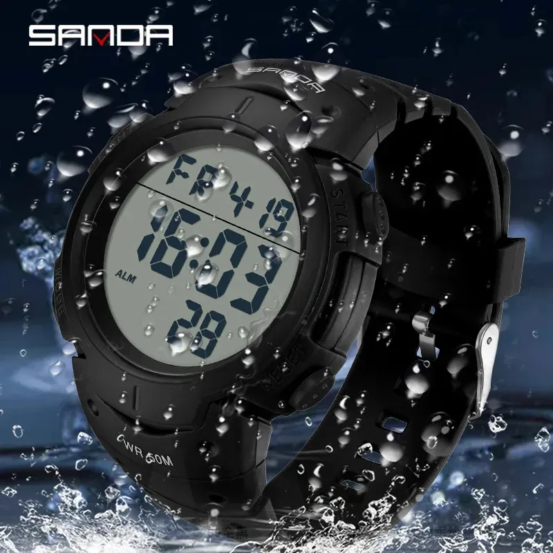 SANDA 269 kustom jam tangan analog LED Relogio pergerakan Digital olahraga bercahaya jam tangan tali silikon murah