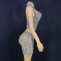 AD2369 mode corps costume Performance porter argent boîte de nuit deux pièces ensemble Sexy latine porter avec strass de luxe