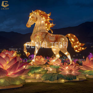 Lanterna del Festival di anno del cavallo cinese con la lanterna del fiore di loto SGL165 mostra di luce dello Zoo di festa - Product Image 3