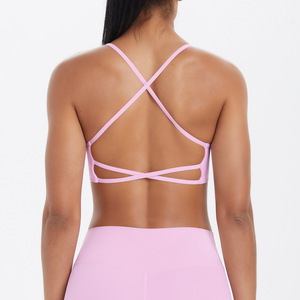 Wholesale Women Thin Strap Criss <b>Cross</b> Back Yoga Bra Backless Padded Shockproof Pilates Sports Bra Gym Workout Running Crop <b>Top</b> - Product Image 5