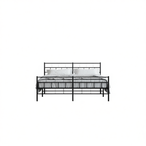 Base de Cama King de Acero con Recubrimiento de Polvo Negro, Diseño Industrial, Muebles para Dormitorio - Product Image 1