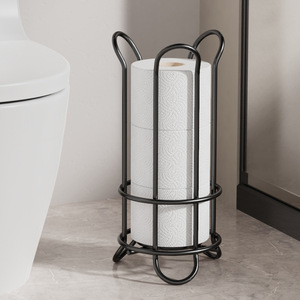 Modern Wrought Iron Punch-Free Floor Paper Towel Rack for Hotel Kitchen & Bathroom Storage - Product Image 4