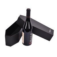 Caja de Cartón Negra con Laminado Mate para Botellas de Vino Premium de Alta Gama, con Forma Hexagonal, para Whisky y Tequila, Personalizada y de Lujo