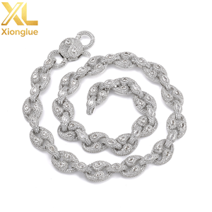 Fashion Hop Unique 12 MM Coffee Bean <b>Chain</b> Necklace <b>Iced</b> Out Zircon Gold Plated Women's Necklace Jewelry Anniversary - Product Image 2