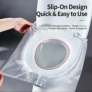 Protège-siège de <span class=keywords><strong>toilette</strong></span> jetable en PE, entièrement enveloppant, emballé individuellement, imperméable, hygiénique, pour voyage et hôtel - Product Image 2