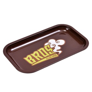 Wholesale OEM Logo 18*13cm 7*5 Inch Rectangle Rolling Tray Custom in Stock Metal <b>Herb</b> Tin Full Print Rolling Tray - Product Image 3