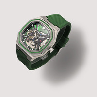 Montre mécanique automatique pour hommes, squelette, sport, mode, affaires, profondeur, étanche, mains lumineuses, bracelet en silicone multicolore