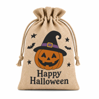 Sacs en jute personnalisés avec logo pour Halloween, sacs à bonbons en toile de jute en vrac, sacs écologiques réutilisables imprimés pour cadeaux de fête