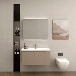 Minimalist style washbasin integrated cabinet bathroom cabinet wash basin seamless ceramic integrated basin - Product Image 4