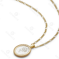 Gemnel trendy collier en argent sterling 925 or 18k nacre rose gravée fleurs d'anniversaire collier