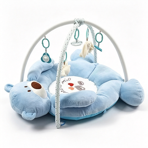 Tapis d'éveil personnalisé pour bébé avec jouets suspendus, tapis d'activité en peluche bleue pour le temps sur le ventre, rembourré en coton, unisexe - Product Image 3