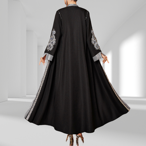 Elegante mujer musulmana abierta Abaya negro de talla grande de manga larga bordado con cuentas Dubai vestido de lujo modesto ropa islámica <span class=keywords><strong>Rode</strong></span> - Product Image 4