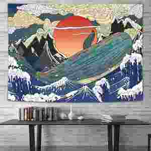 Tapiz de pared Ukiyo-e de estilo INS moderno, estilo japonés tradicional, decorativo para habitación, mesita de noche, decoración artística para pared del hogar - Product Image 4
