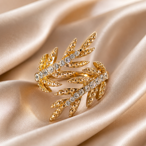 Anello Aperto a Forma di Foglia, Design Creativo, Regolabile, per Donne - Product Image 4