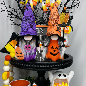 Decorazioni Gnome fatte a mano di Halloween 2 pezzi Tomtes svedesi ornamenti di peluche con decorazioni natalizie a pipistrello ragno - Product Image 4