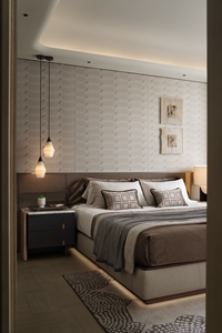 Contemporary Bedroom Suite with Smart Storage System Fabric Upholstery Wholesale for <strong>Hotel</strong> Commercial Residential Use - Product Image 5