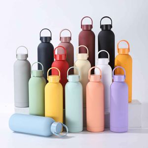 Stainless Steel Vacuum Insulated Water Bottle With Handle And Lid Minimalist Design For Travel All Colors Available - Product Image 1