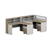 Bureau de travail en forme de L avec cloison, table en bois, mobilier de bureau, cloisons de bureau pour personnel, poste de travail, bureaux d'atelier