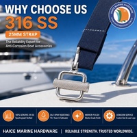 Boucle de sangle marine en acier inoxydable 316, boucle coulissante gaufrée 25 mm, mousqueton, accessoires de quincaillerie pour yacht et bateau
