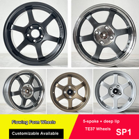 Rines Cóncavos Grandes TE37 de 17 y 18 Pulgadas, 5 Orificios, Universales para Autos, Compatibles con Honda, Toyota Reiz, Volk, Golf, Mitsubishi Lancer EX