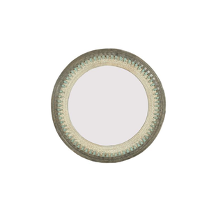 Elegante espejo hecho a mano de madera maciza de mango MDF marco intrincado vidrio tallado diseño blanco gris azul acabado para uso decorativo - Product Image 6