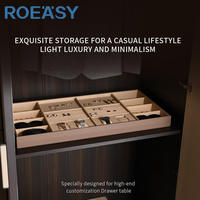 ROEASY Boîte à bijoux coulissante Organisateur de rangement de bijoux de luxe Ornements de garde-robe Plateau à tiroir