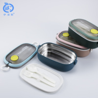 Boîte de rangement en gros, boîte à lunch bento compatible micro-ondes, boîte à lunch étanche, mini boîte à lunch en plastique pour enfants, conteneur alimentaire avec couverts