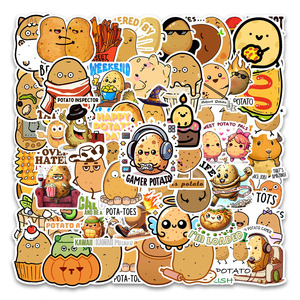 54 pièces drôle pomme de terre PVC étanche graffiti autocollant décoratif pack pour enfants ordinateur portable téléphone vélo voiture guitare cahier - Product Image 1
