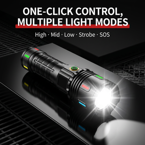 Lampe torche tactique à affichage numérique laser blanc haute luminosité 7070, zoomable, pour la chasse, la patrouille, le camping, lampe torche LED rechargeable - Product Image 6