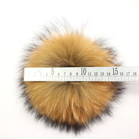 Pompons en fourrure de raton laveur détachables à clipser, vente chaude, 15 cm, fourrure véritable