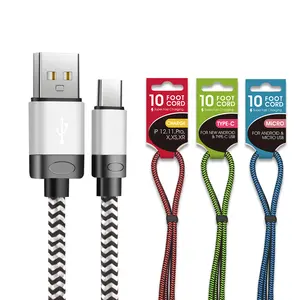 2024 Usb Date Cable For iPhone Charger 10 FT Charging Cable Nylon Braided Fast Charging Cord 10ft For iPhone