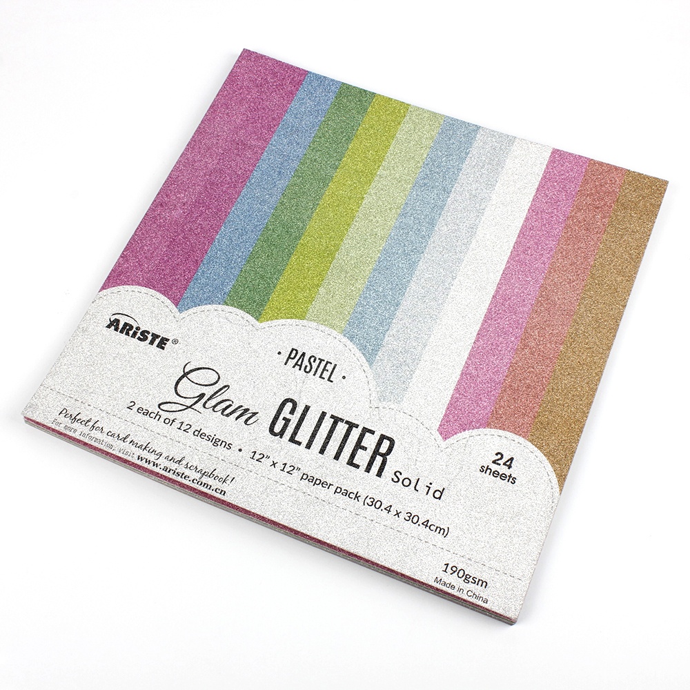 20615-1-2 papel de scrapbook 12x12 12 projetos por atacado glitter Print Paper Pad 24 Folha 190gsm papel cardstock