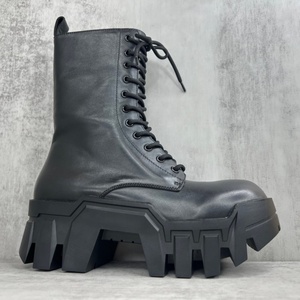 Botas de cuero genuino de vaca de alta calidad, a la moda, con cordones, para invierno y primavera, con suela gruesa y aumento de altura, estilo locomotora. - Product Image 6