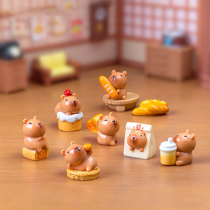 Boîte surprise, figurines <span class=keywords><strong>d</strong></span>'<span class=keywords><strong>animaux</strong></span> de dessin animé, miniatures en résine, figurines de capybara pour la <span class=keywords><strong>d</strong></span>écoration de voiture et de bureau, jeux alimentaires et collection - Product Image 1