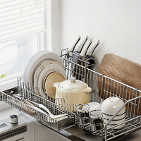Égouttoir à vaisselle simple couche en acier inoxydable pour cuisine, support de séchage et rangement pour vaisselle