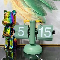 Horloge à bascule de bureau rétro cylindrique avec calendrier/horloge à calendrier analogique à bascule en forme de capsule pour les personnes âgées