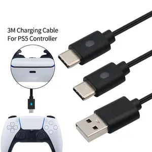 2 in 1 3m Type C Charging Cable For PS5/Xbox Series / Switch Gamepad Game Controller Smart Phone Power supply Charger Cord