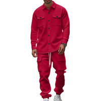 Gran oferta, conjunto de dos piezas para hombre de otoño e invierno de alta calidad, chaqueta de moda con bolsillo de Color sólido, pantalones deportivos, trajes deportivos informales