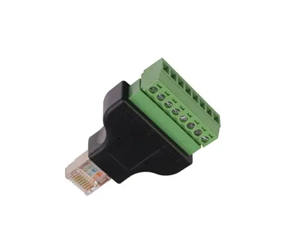 Network RJ45 Ethernet 8p8c Male to 8 Pin AV Terminal Screw Adapter