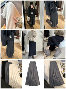 Demi-jupe d'été avec nœud à taille haute Slim Medium Length One-Line Ballet Style Fluffy Pancake Design Ruched Dot Pattern Silk - Product Image 5