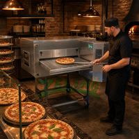 Commerciële 32 inch transportbandpizzaoven, elektrisch/gas, automatische pizza bakapparatuur voor bakkerijen